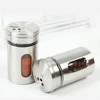 Stainless Steel Spice Seasoning Jar Built in Glass Bottle Rotating Cover Three Types of Perforation Methods: Large, Medium, And 5