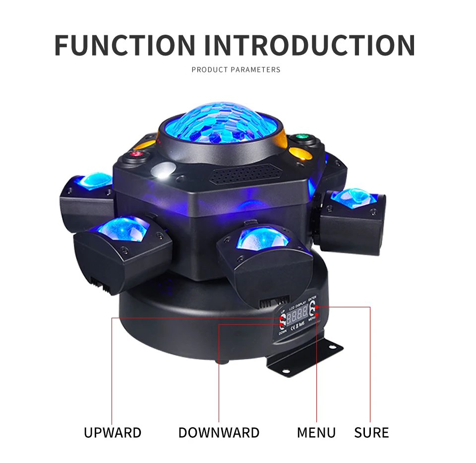 RGBW Kaleidoscope Six-Arm Mini Magic Ball Laser Light 120W 6 Head DMX Moving Hea