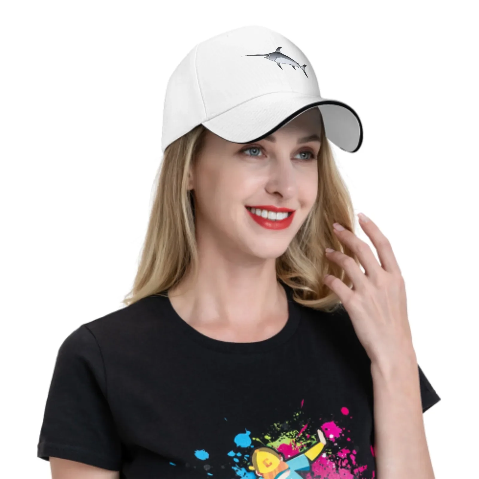 Adjustable Fashion Wild Caps Swordfish Print Washed Sandwich Caps Sports Outdoor Baseball Hat 6