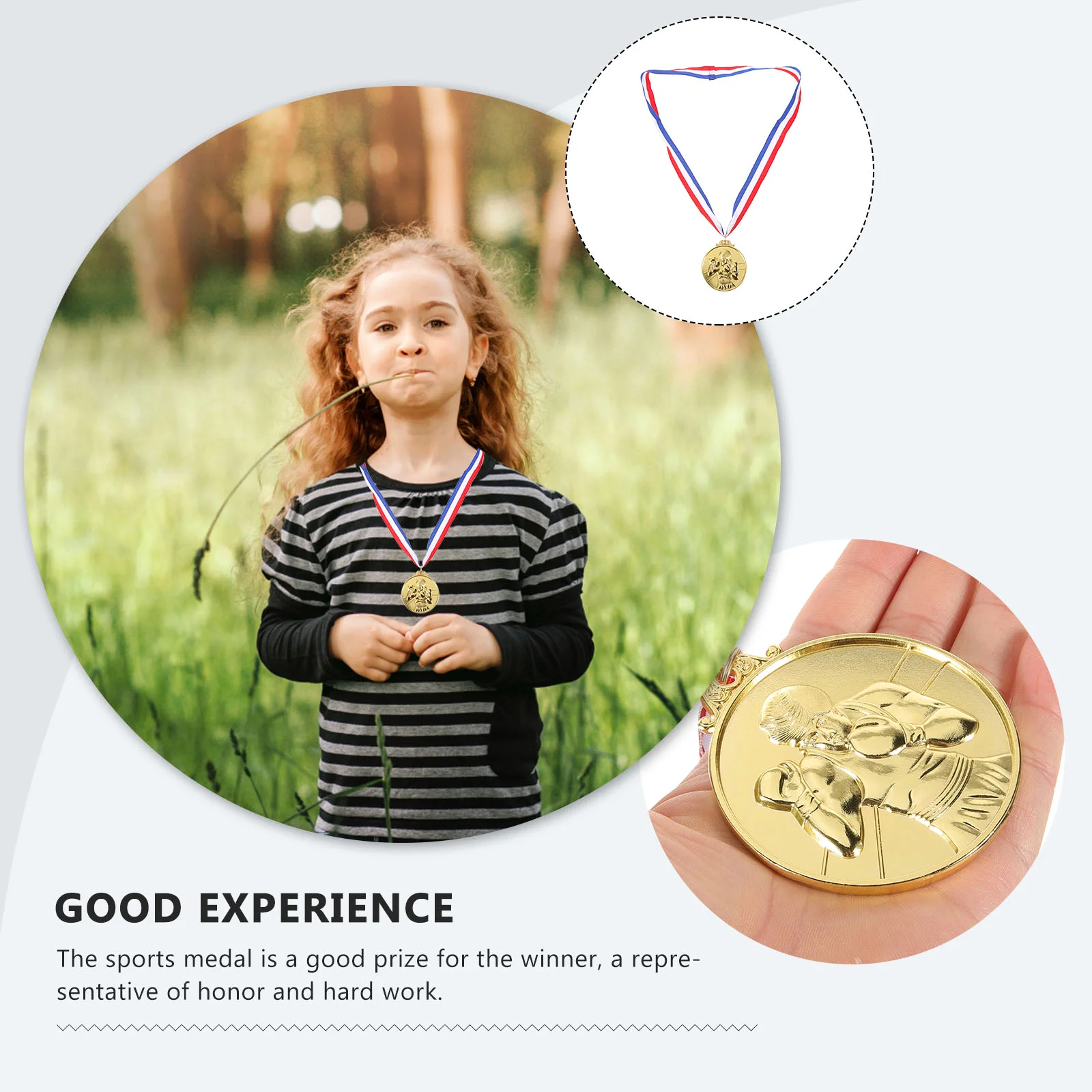 5 Pcs Golden Medals Boxing Sports Competition Awards Trophies Zinc Alloy Souvenirs Memorabilia Prize Student Supplies Metal