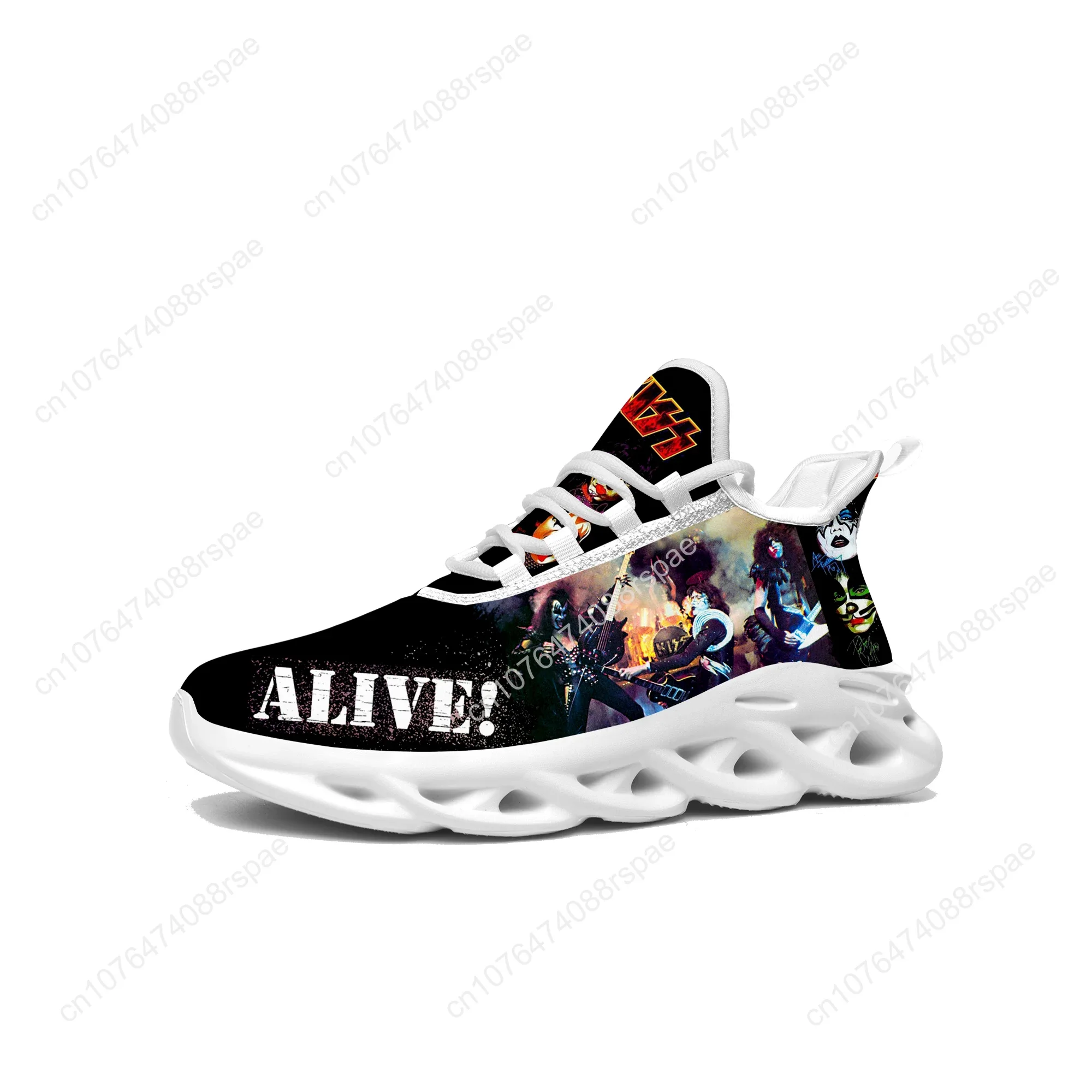 Kiss Metal Rock Band Flats Sneakers Mens Womens Sports Running Shoes High Quality Sneaker Lace Up Mesh Footwear Customize Shoe