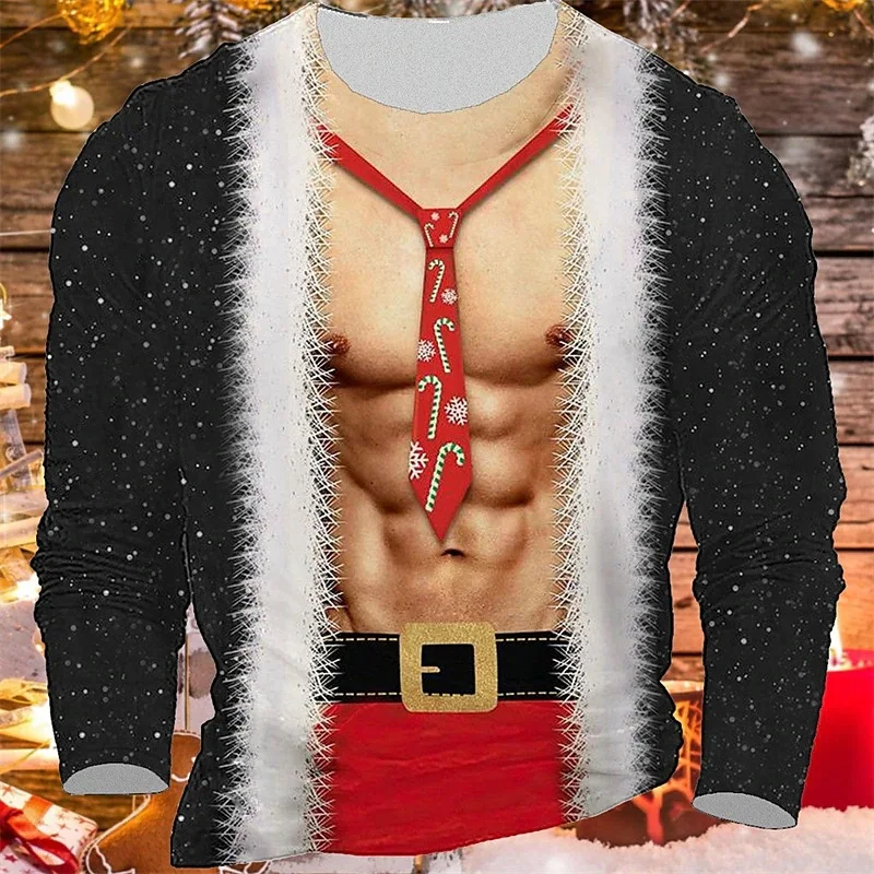 Christmas Long Sleeve T Shirt Men Hip Hop