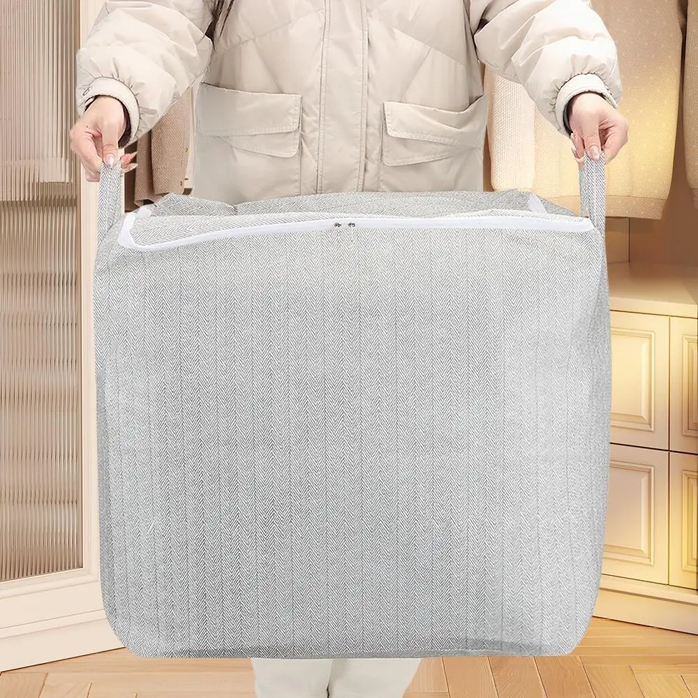 Large-Capacity Clothes Storage Bag With Handle Dust-proof Quilt Storage Basket with Lids Zipper Closet Organizers 5