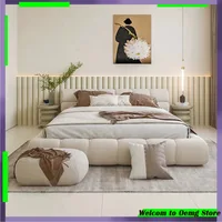 Lit King Size au Design Européen, Armoires de Rangement Polyvalentes, Accessoires de Chambre Chic, Décoration Contemporaine pour la Maison 3