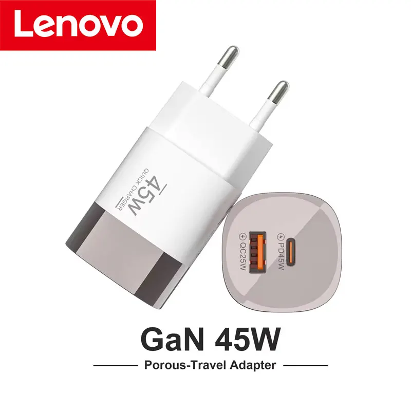 Lenovo Multi-Port 45W A+C Charger QC3.0 Fast Charging Adapter PD20Q 5V/2A Portable Power Adapter EU/US/UK Plug For iPhone iPad 1