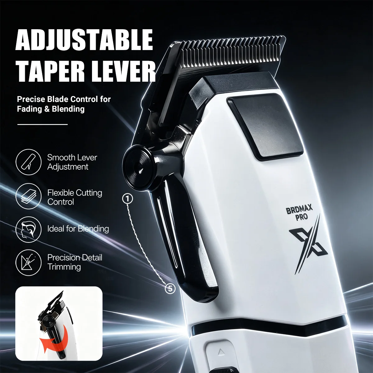 BRDMAX PRO DRM105 8000RPM 무선 헤어 클리퍼 FA1T 이발사 트리머 세트 전문 살롱 전기 헤어 커팅 머신