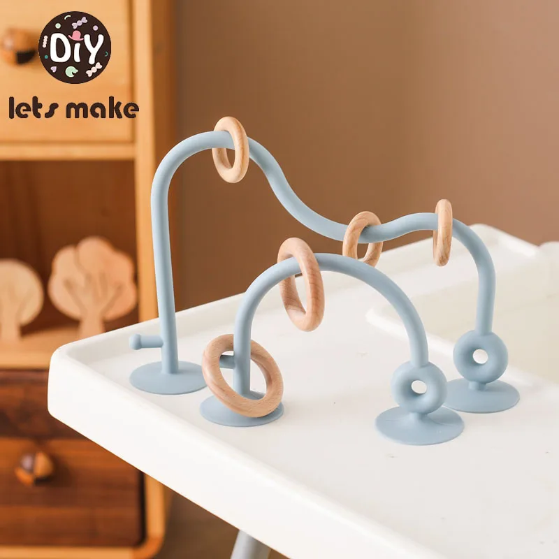 Kids Wood Ring Soft BPA Free Silicone Teether Toy Infant Teething Chewing Toy Baby Accessories Newborn Photography Baby Toys 1