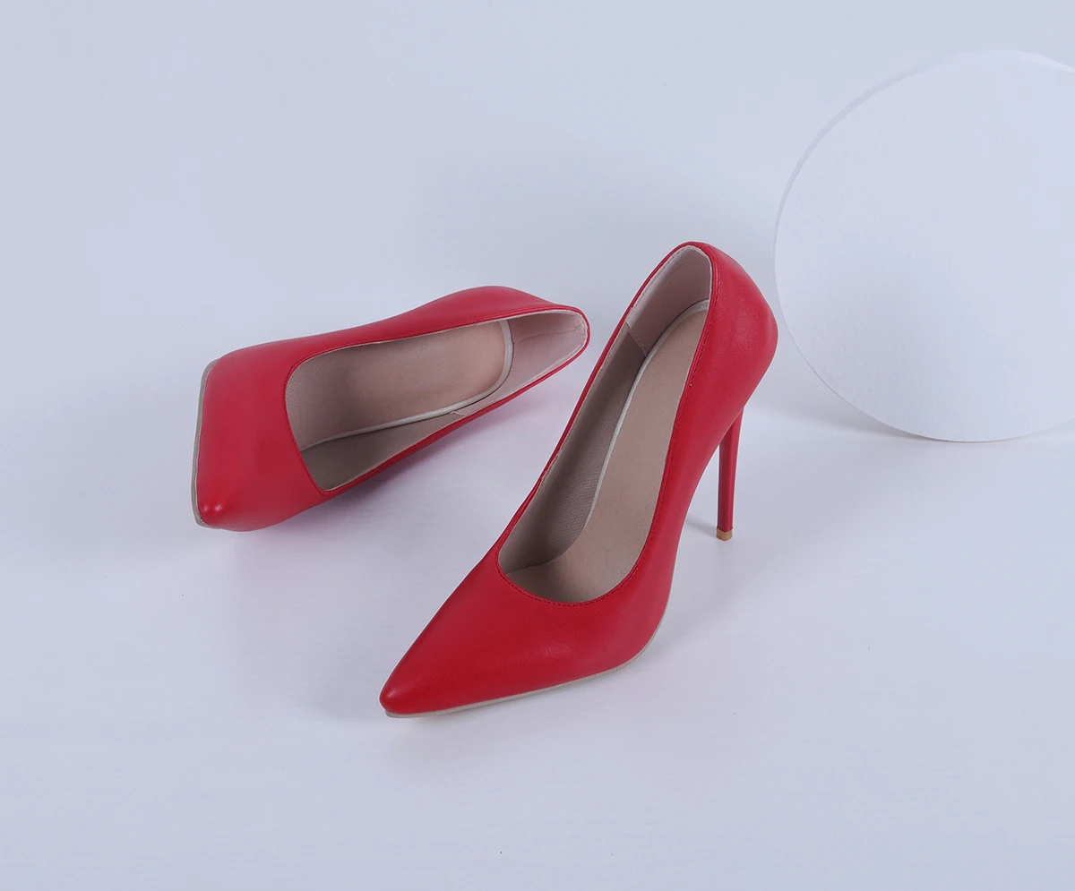 High Heels für Damen, Stiletto-Absätze für Partys, Brautschuhe, elegante Pumps mit spitzer Zehenpartie, Designer-Pumps im neuen Stil, Übergrößen 47, günstiger Ausverkauf, schwarze, rote, weiße Leder-High-Heels, matt, einfarbig – Detail 27