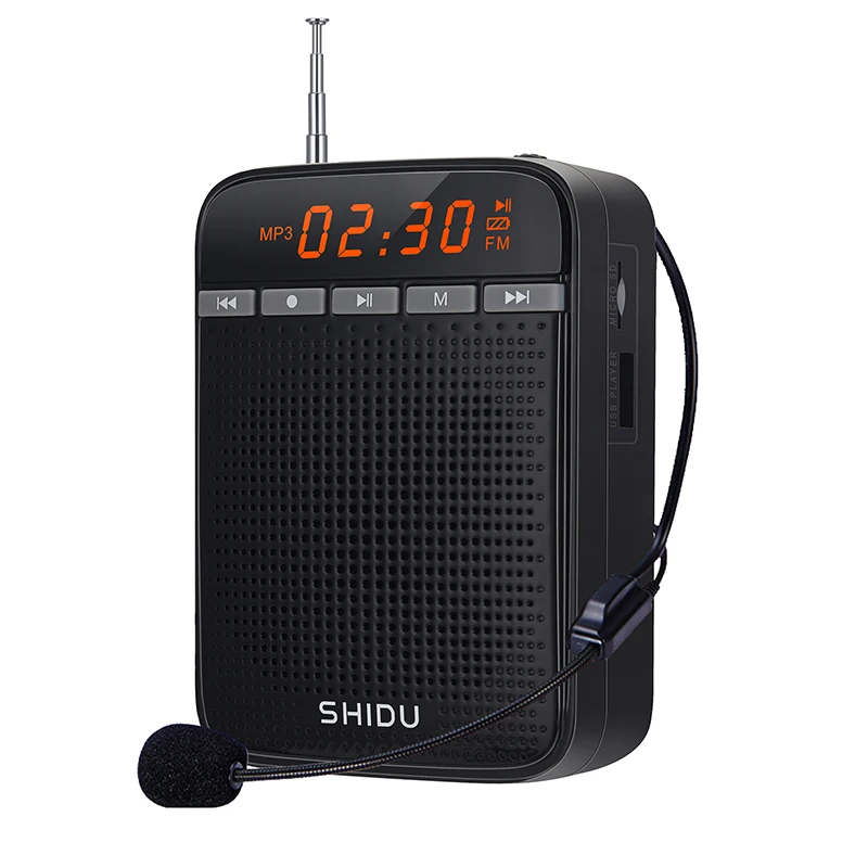 SHIDU 10W Voice Amplifier for Teachers Megaphone AUX Audio Sound Speaker Recording FM Radio With Wired Microphone Tour Guide portable speaker