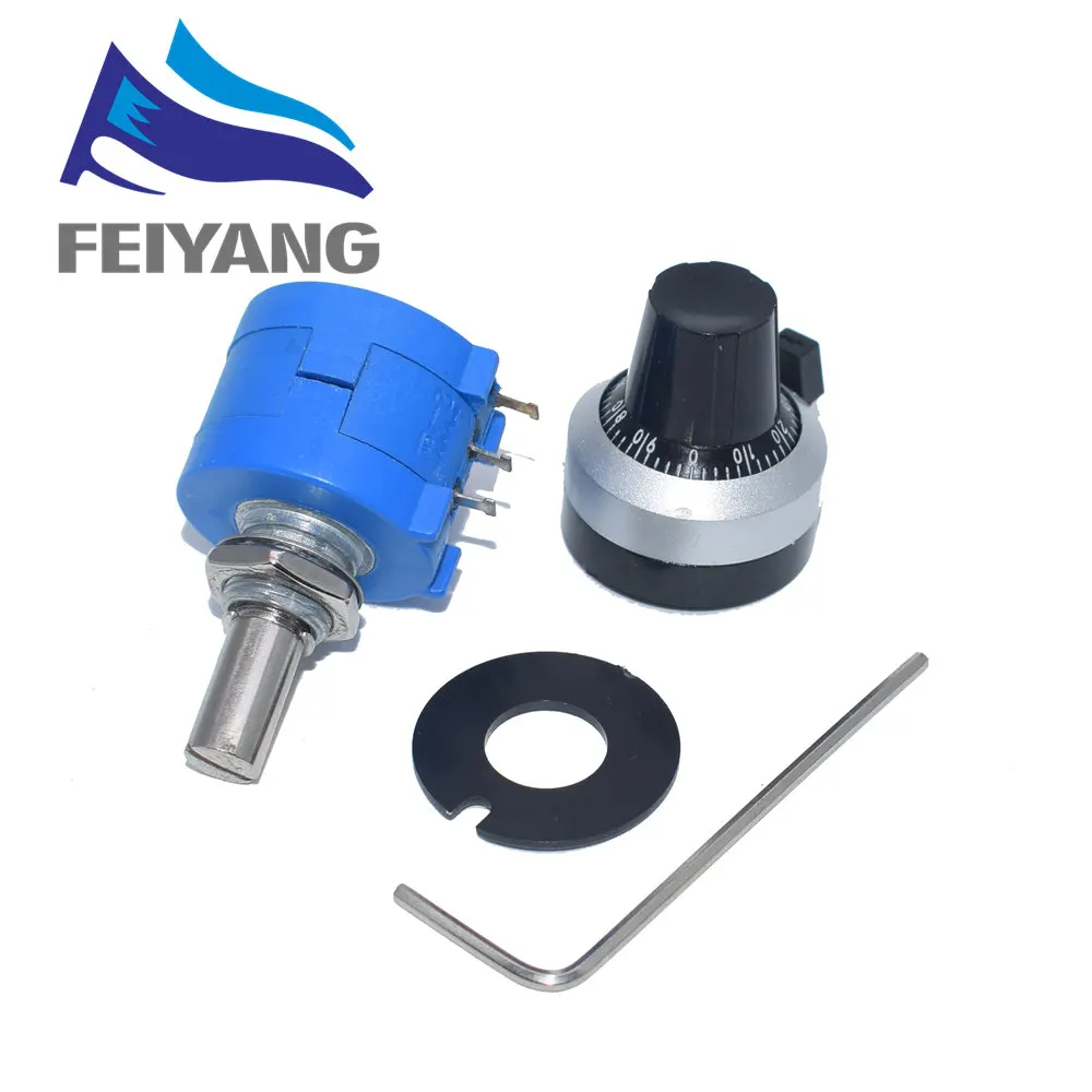 SAMIROB 10 Stück 3590S-2-103L 10K Präzisions-Mehrgangpotentiometer 10-Ring-einstellbarer Widerstand + Umdrehungen Zählzifferblatt Drehknopf – Detail 1
