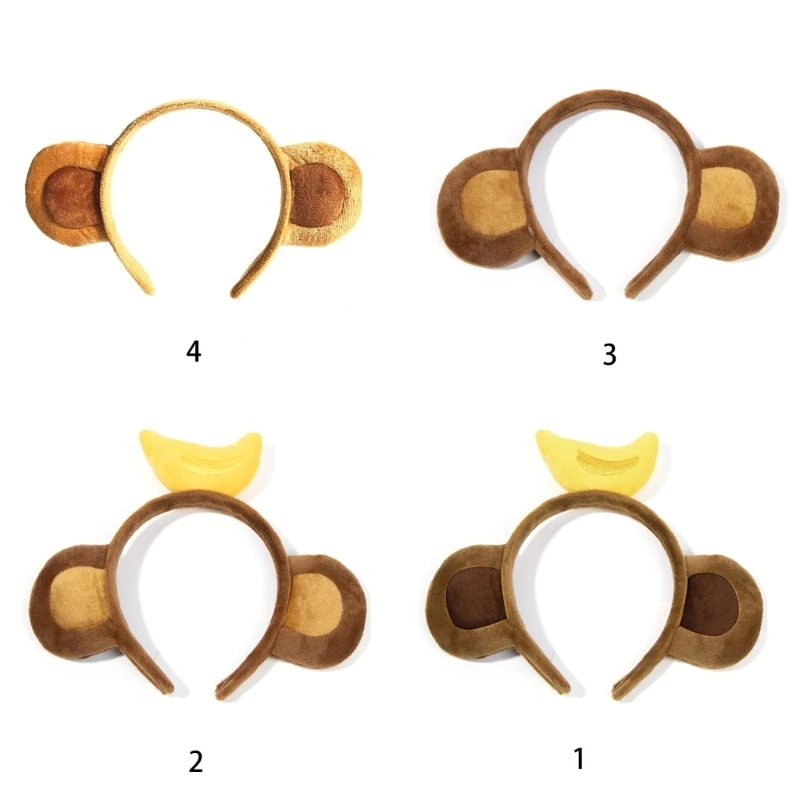 Monkey Hair Hoop Fluffy Banana Hairband Theme Party Performance Headdress Washing Face Headband Cartoon Animal Hairbands