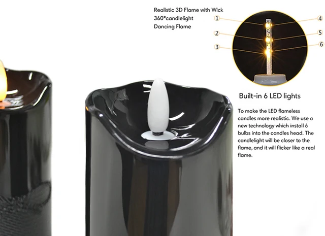 Candele LED A Fiamma Dinamica Con Telecomando - Set Da 3 Con Effetto Fiamma Realistico - Foto 2