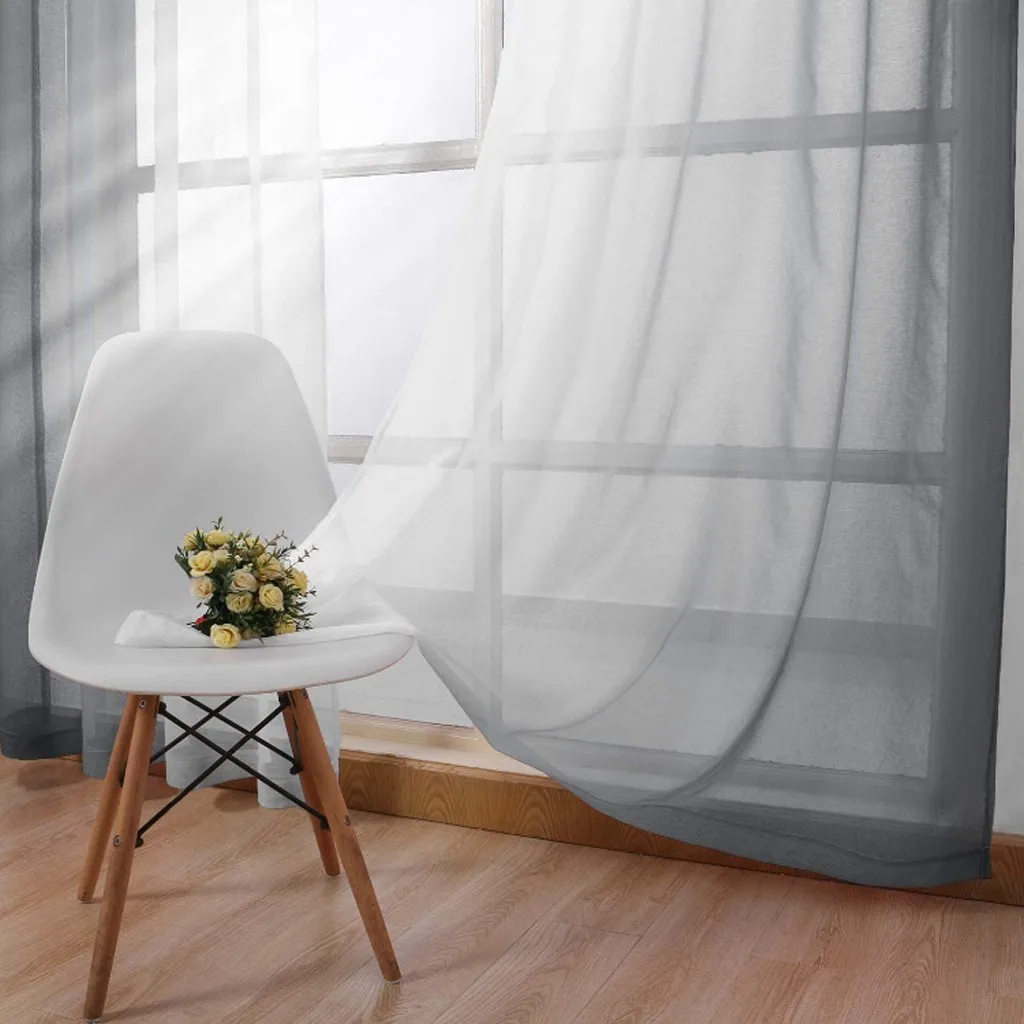1PC Modern Gradient Color Sheer Curtains for Living Room Bedroom Kitchen Hotel Window Panels