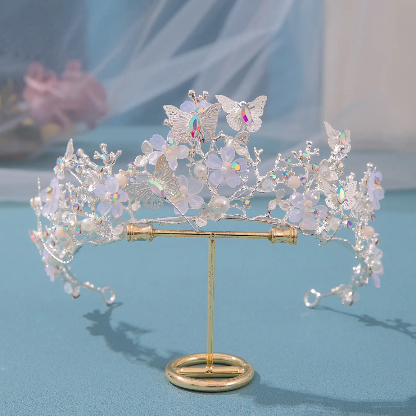 Pearl Tiara Crown Hair Accessories Butterfly | Butterfly