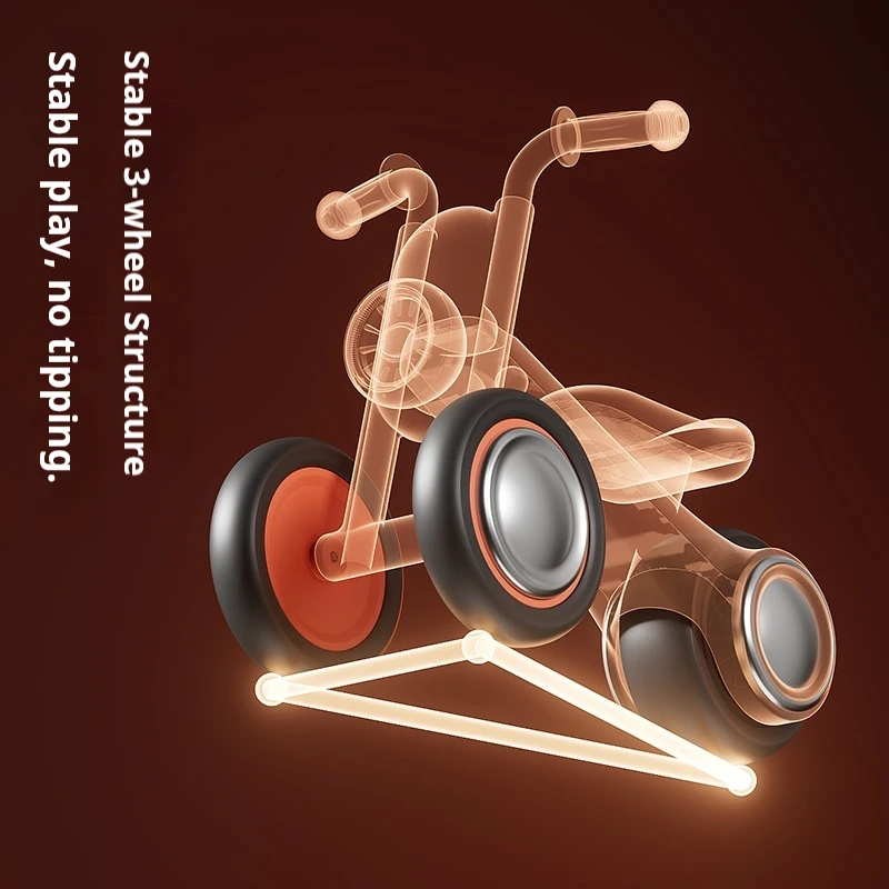 Bicicletta senza pedali per bambini con luci LED anteriori, musica e ruote silenziose anti-ribaltamento per bambini da 1 a 3 anni - immagine 3