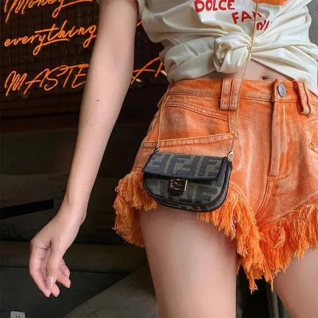 plus size clothing Raw Hem Jeans Shorts for Women Summer New Gradient Color orangeTie Dye Casual Straight-Leg Hot Pants Femme cargo pants for women