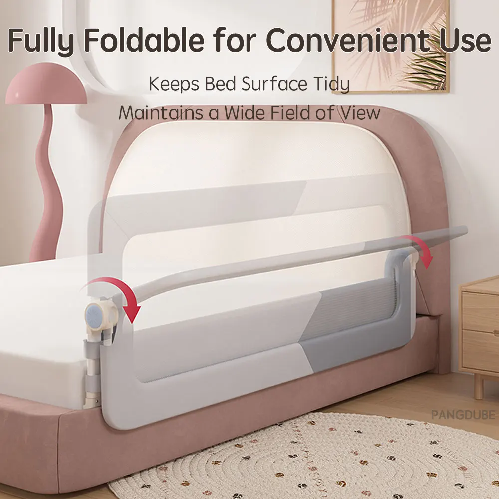 Baby Playpen Bed Rail Guard for Kid Bed Guardrail Screw-free Installation Barrier 1pc