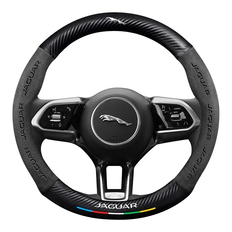 Steering Wheel Cover For Jaguar E-PACE F-PACE F-TYPE I-PACE XE XF XK XJR XJ XEL XFL Car Suede Carbon fiber Anti-slip Steering Wheel Cover