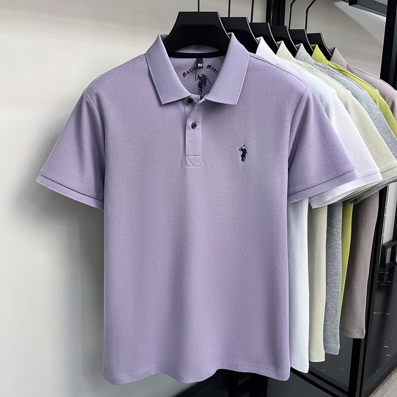Kurzarm-Poloshirt aus 100 % reiner Baumwolle Luxusmarke Paul Pony besticktes Herren-T-Shirt Sommer-Business-Casual-Oberteil atmungsaktiv – Detail 11