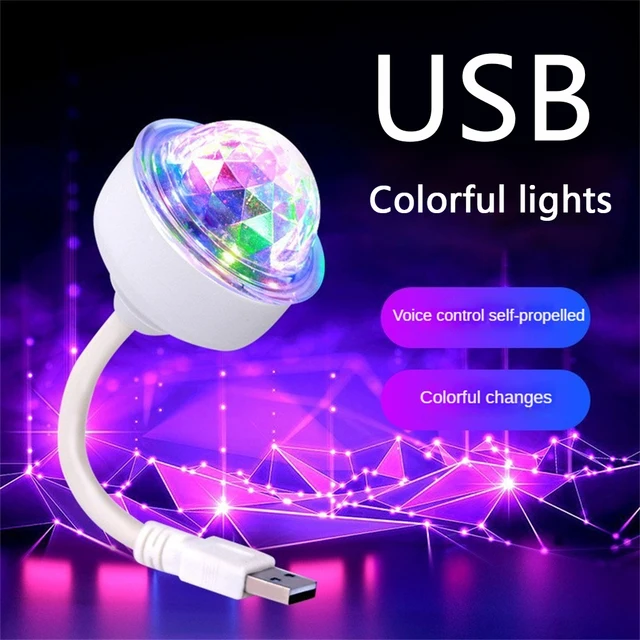 Veilleuse de toit de voiture 1PC, éclairage intérieur de plafond  automatique de voiture USB, lumière d'ambiance LED, lumière de projecteur  DJ Disco, lampe de scène à commande vocale RVB pour voitures 