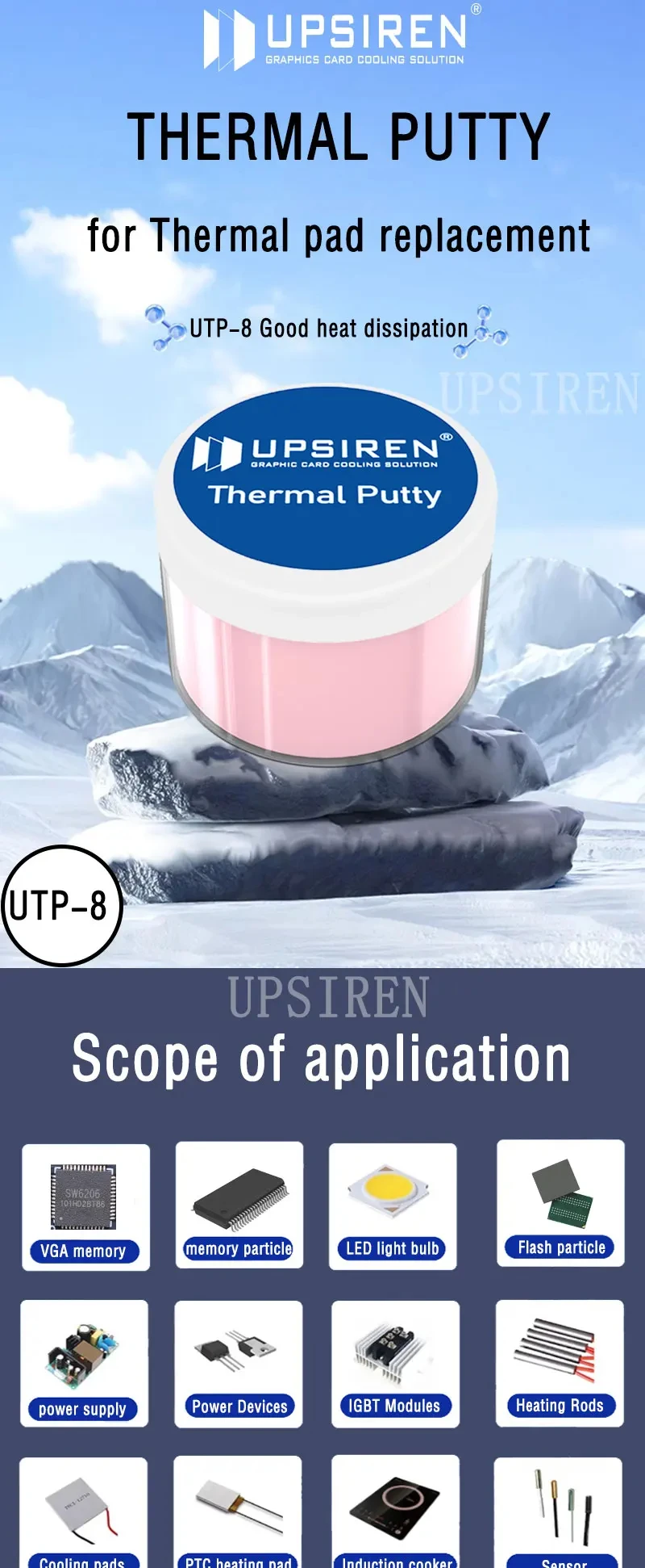 Thermal Putty UTP-8 For VGA GPU IC Processor Rapid Cooling Thermal Pad Replaceme