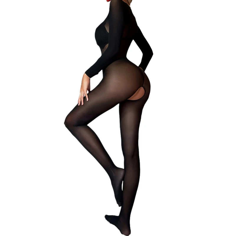 Stylish Women's Sexy See-through Crotchless Bodystocking Jumpsuit Sheer Lingerie For Clubwear For 150-170cm 40-65kg