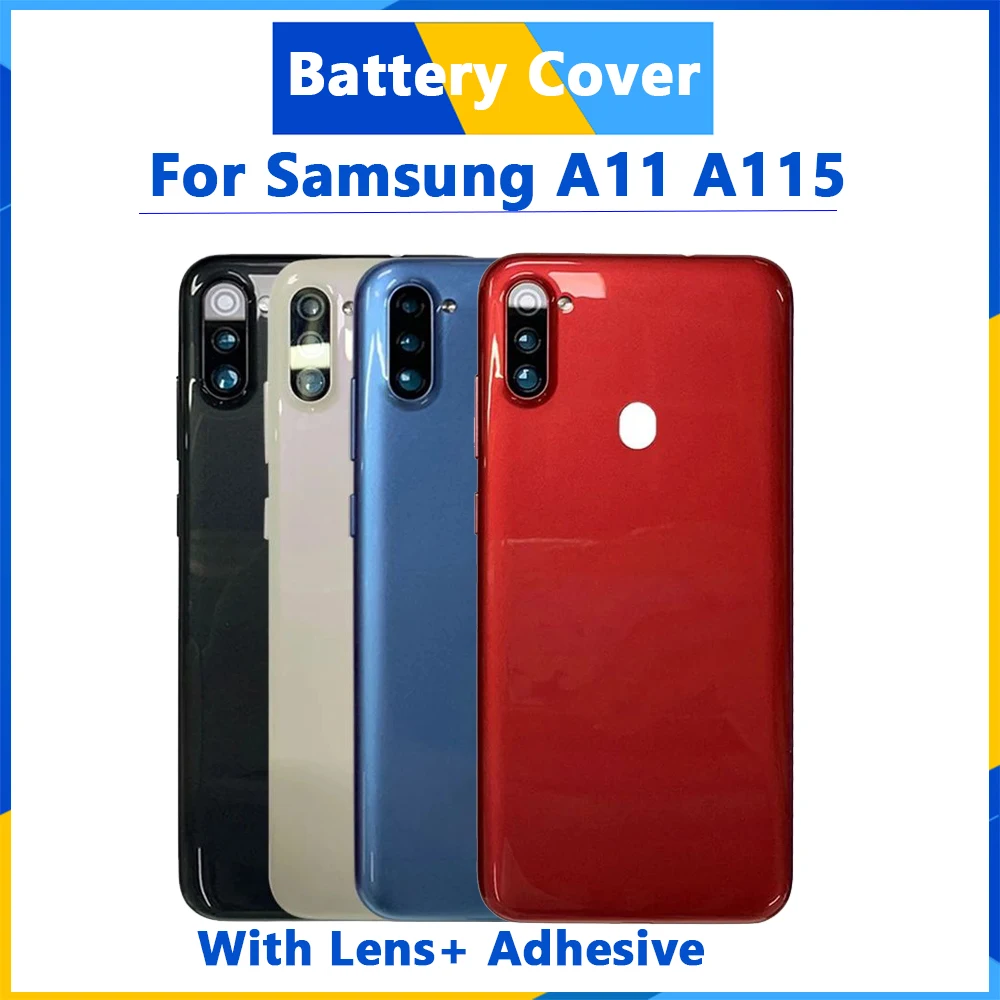 Задняя крышка батарейного отсека для Samsung Galaxy A11 запасные части A115F A115M A115U Крышка батарейного отсека с объективом