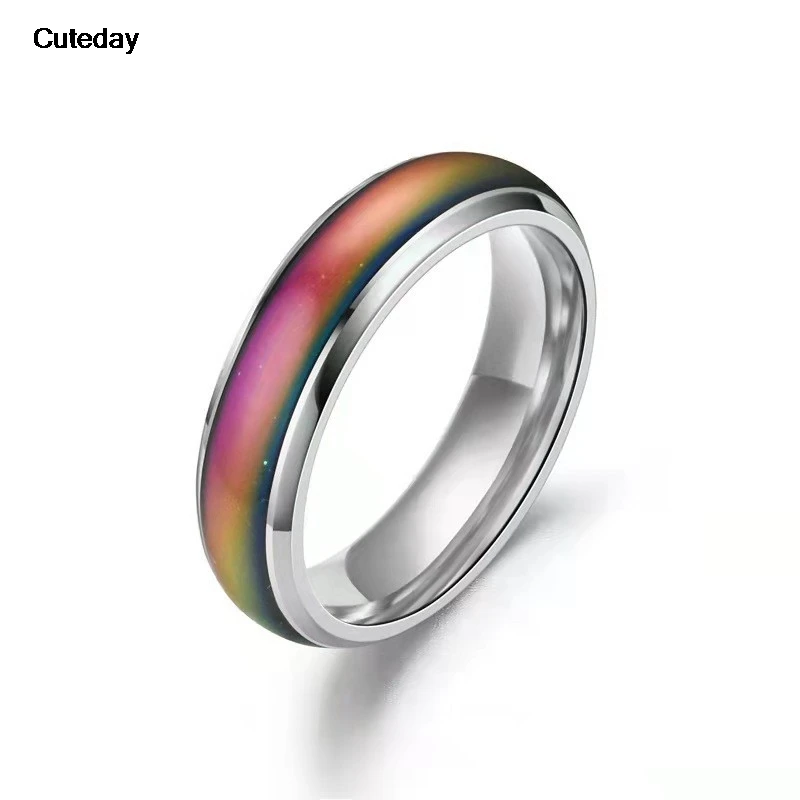 Vibrant Stainless Steel Mood Ring – Color-Changing Emotion Jewelry