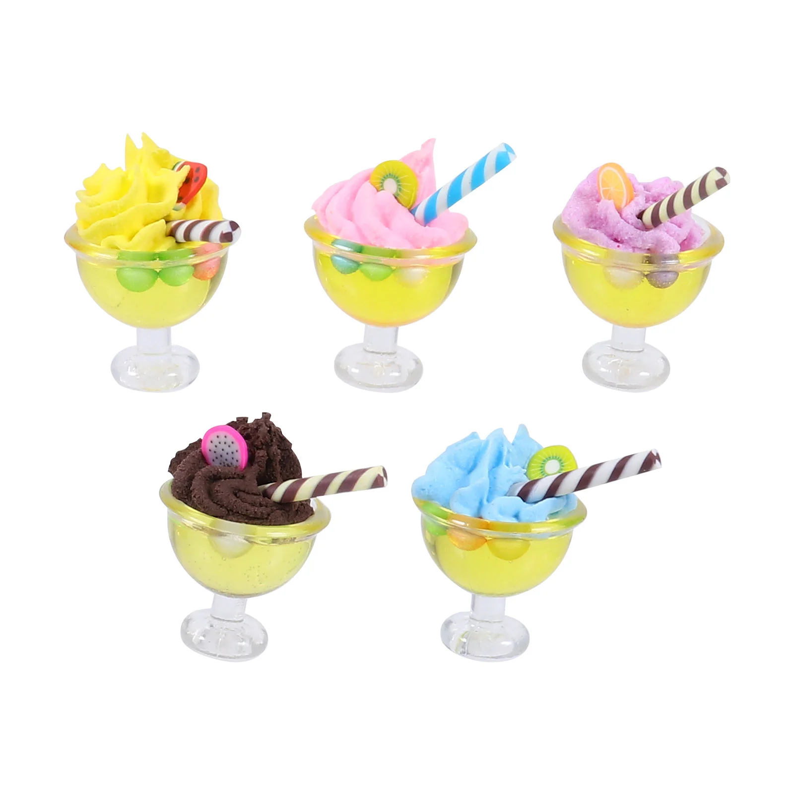 

5 Pcs Ice Cream Model Dessert Miniature Cup Ornament Models Desktop Kids Supplies Resin Craft Playhouse