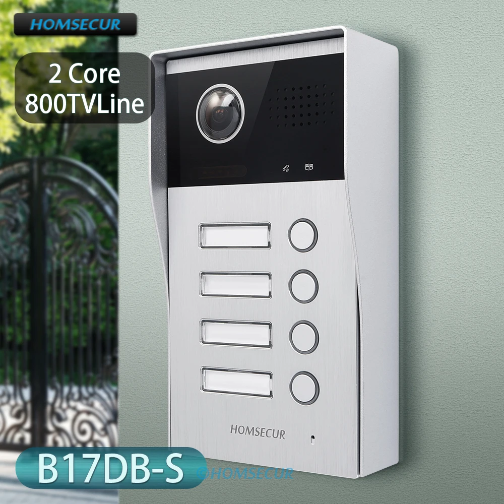 

HOMSECUR B17DB-S Camera Doorbell 170° Wide View Angle 800TVLine for 2 Wire Video Door Phone Intercom System 4 Families