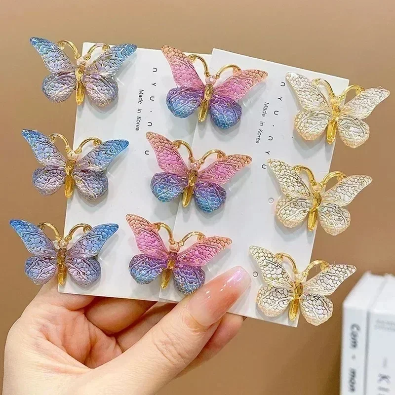 5PCS Hair Accessories Sweet Stereoscopic Color Gradient Cute Baby Hairpins Kids Hair Clips Children Headwear Princess Barrette Girls