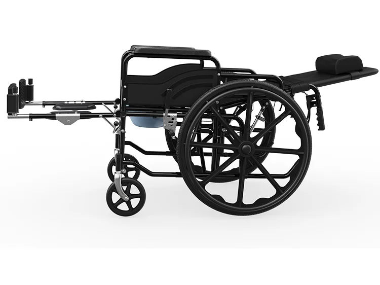 2 in 1 180 degrees Flip Sleepable Recumbable Wheelchair Folding Lightweight Small PortableToilet Multifunctional Trolley