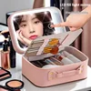 Cosmetic bag with LED light, hard cosmetic case, travel storage box, dimmable mirror cosmetic case 2