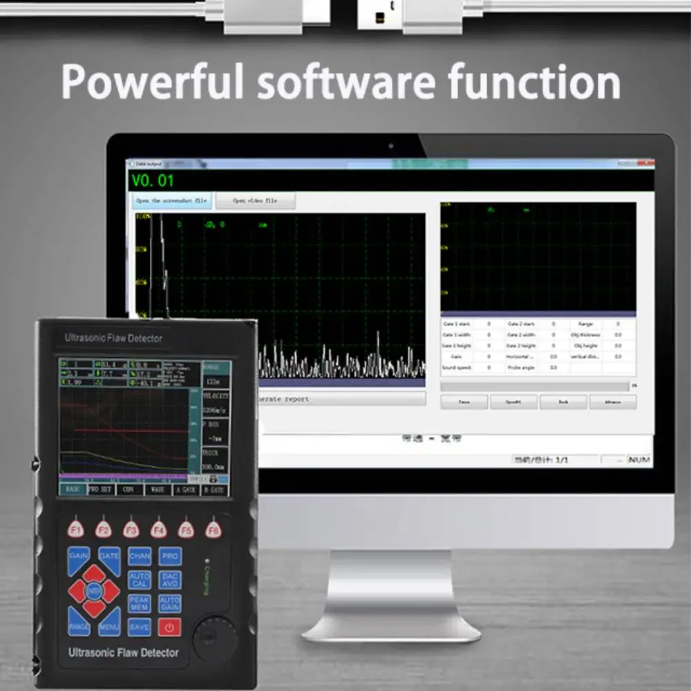 Portable Digital Ultrasonic Flaw Detector NDT Equipment Testing Machine Metal 0~10000mm