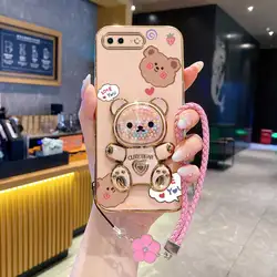 Clover Strap Lanyard Love You Bear Phone Holder Case Back Cover - iPhone Xr (Pink)
