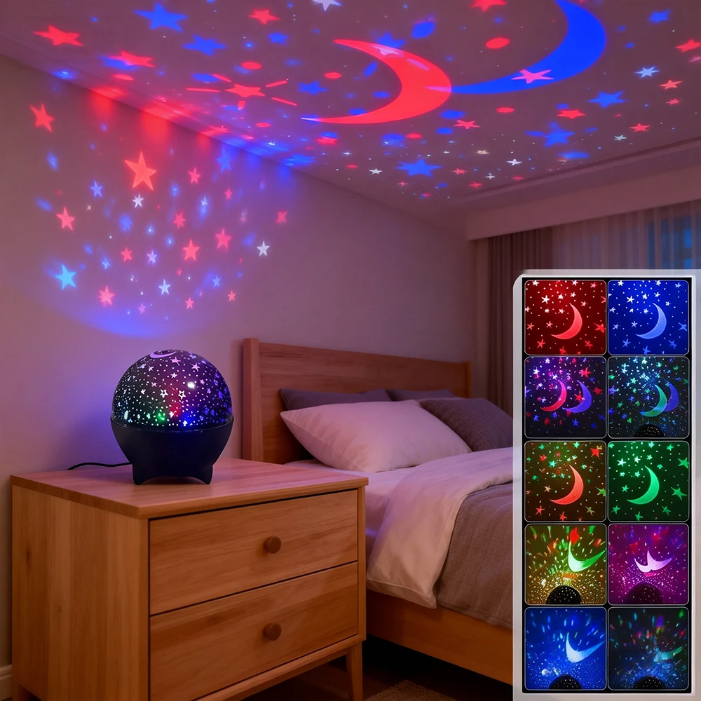 รูปสินค้า ไฟโปรเจคเตอร์ LED ดาว-จันทร์ หมุนอัตโนมัติ