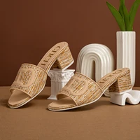 Women's Slippers 2024 New Brand Fabric Low Heel Sandals Outdoor Business Commuter Women's Shoes - Image 2