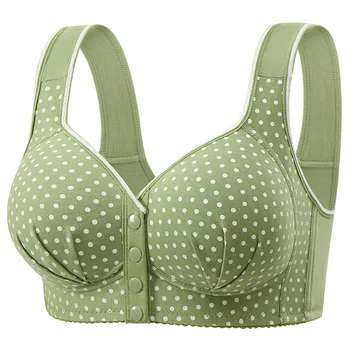 Women's One-piece Bra Fixed Cup Front Buckle Underwear Middle-aged Elderly Women Large-sized Bra Without Steel Rings Vest Bra 1