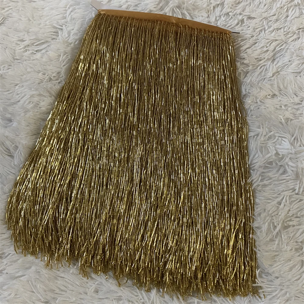 Crystal Fringe Trim Light Gold Crystal Bead Tassel Fringe Trim - 3.5 Inches  Wide, Sold By The Yard Wedding Dress Crystal Trim