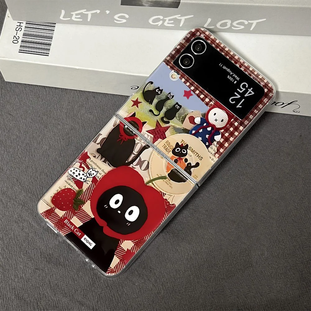 Funny Cute Black Cat Clear Folding Phone Case