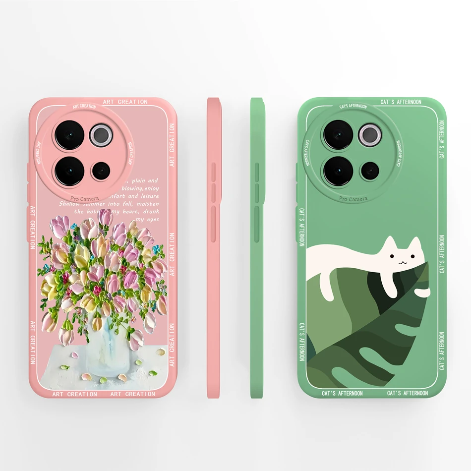 Fashionable Soft Liquid Silicone Phone Case, Compatible with Select Vivo Models, in Chic Back Cover Design