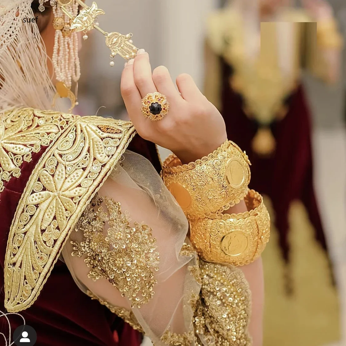 Algerian Metal Flower Bracelet Ladies Cuff Bracelet Gold Color