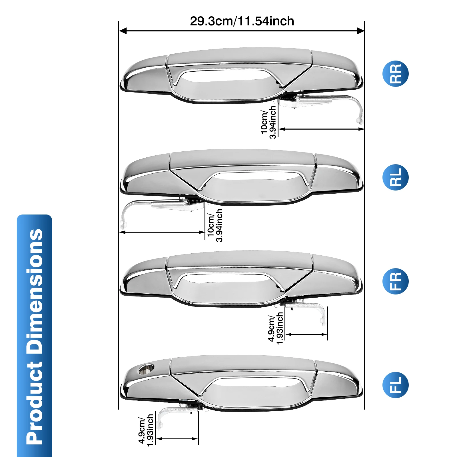 4 pz esterno esterno maniglia della porta anteriore posteriore sinistro destro per Chevrolet Silverado Tahoe GMC Sierra Yukon Cadillac Escalade Pickup  34