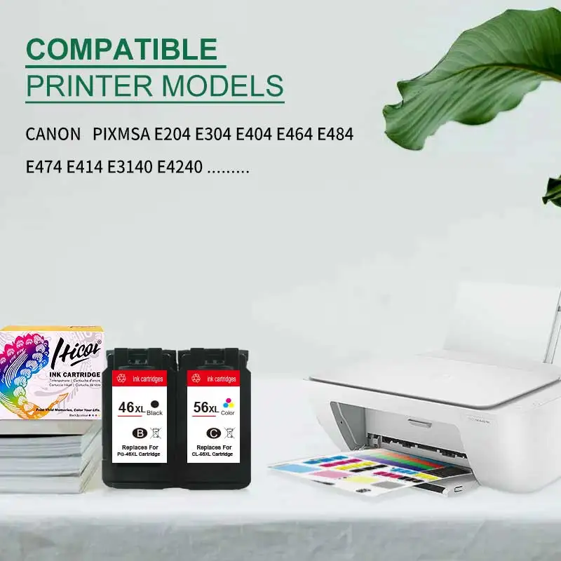 Hicor Cartucho de Tinta Remanufaturado Pg46 Preto Cl56 Cor para E204 E304 E404 Ee464 E484 E474 E414 E3140 E4240 - Imagem 4
