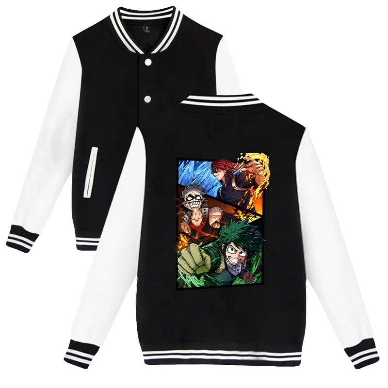 New Deku Bakugou Katsuki Todoroki Shoto Baseball Jacket Men Women Fashion Hip Hop Baseball Jersey Autumn Winter Casual Tops