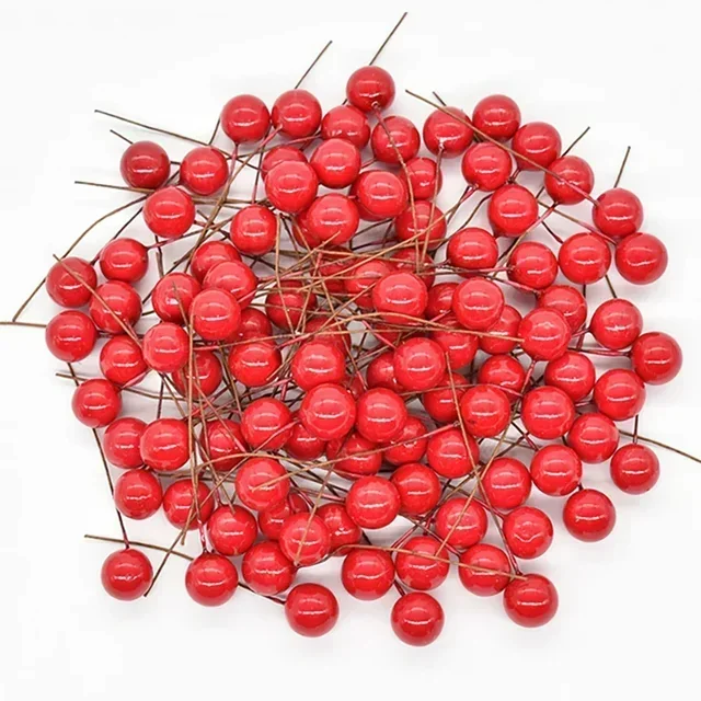 thumbnail image 1 of Bayas artificiales, cerezas rojas, doradas y plateadas, mini bayas falsas, perlas, guirnaldas navideñas para el hogar, regalos para fiestas de Año Nuevo, decoraciones, 1 of 5