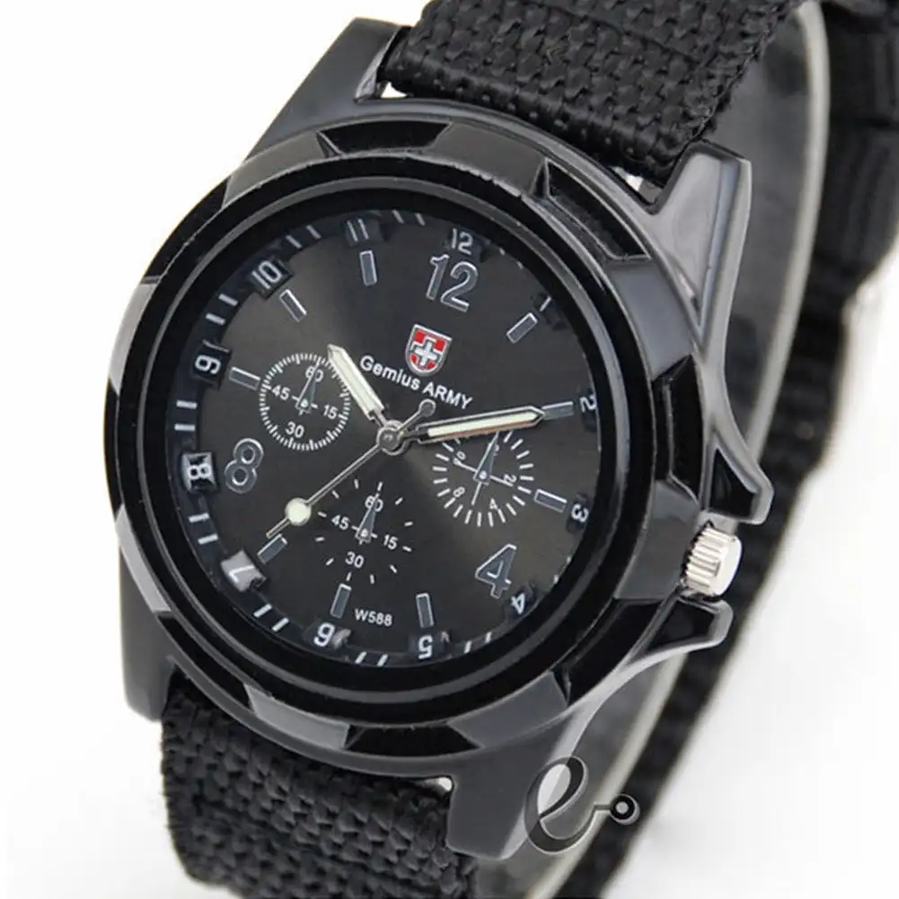 Men's Quartz Watch with Nylon Canvas Strap - Casual Sports Wristwatch