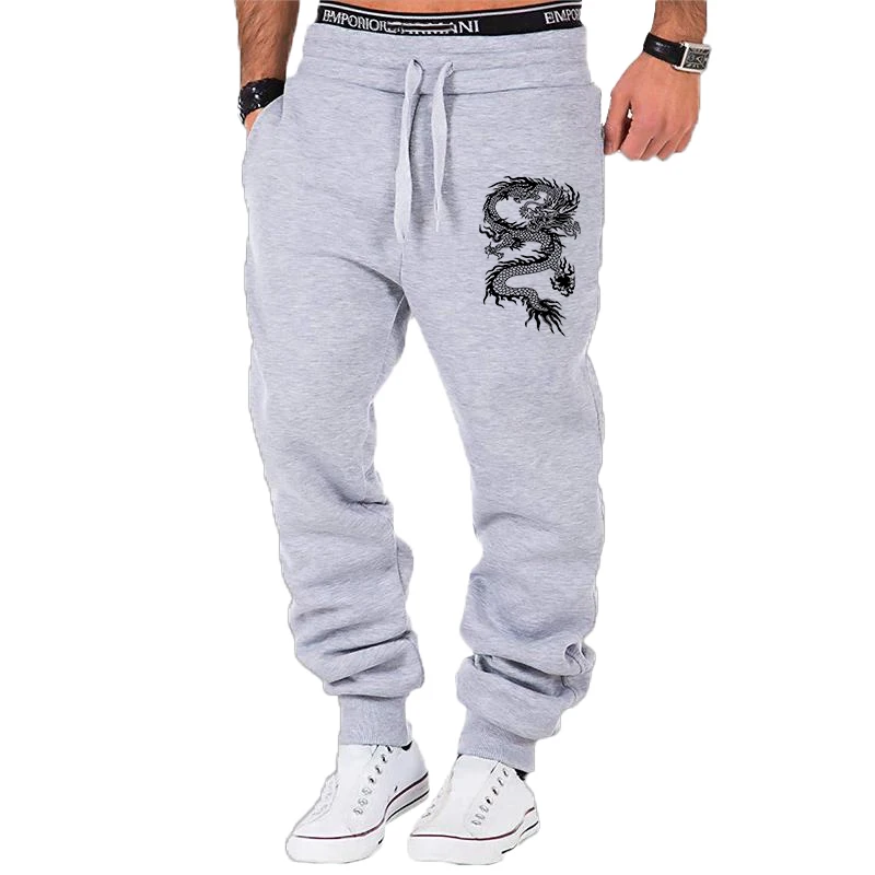 New Fashion dragon print Joggers Men Body Building Gyms Pants Outdoor Casual Sweatpants Sports Fitness Trousers 4