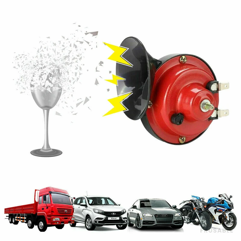 Car Horn Universal 300DB Loud 12V Trumpet Motorcycle Horn For Trucks Vehicle Dual-tone Electric Snail Air