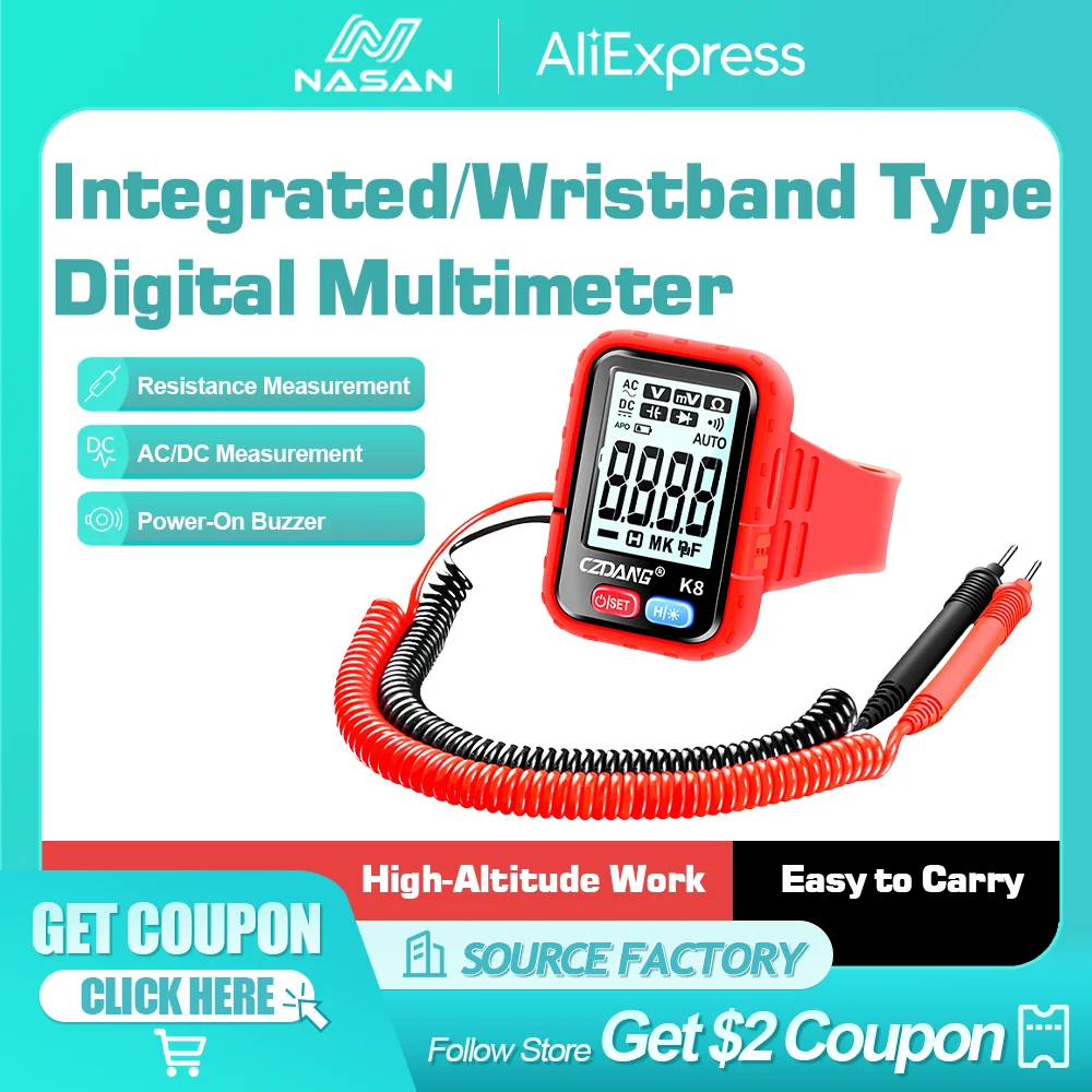 NASAN مقياس متعدد رقمي التيار المتناوب/تيار مستمر متر الجهد المقاومة متر كهربائي LCD الخلفية اختبار أداة اختبار الكهربائية المهنية